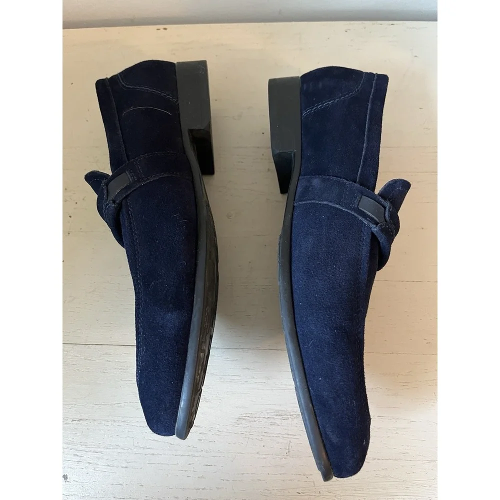 ETACY ADAMS Men's Quillan Size 8 Loafers Slip On Blue Leather Shoes 25525-415